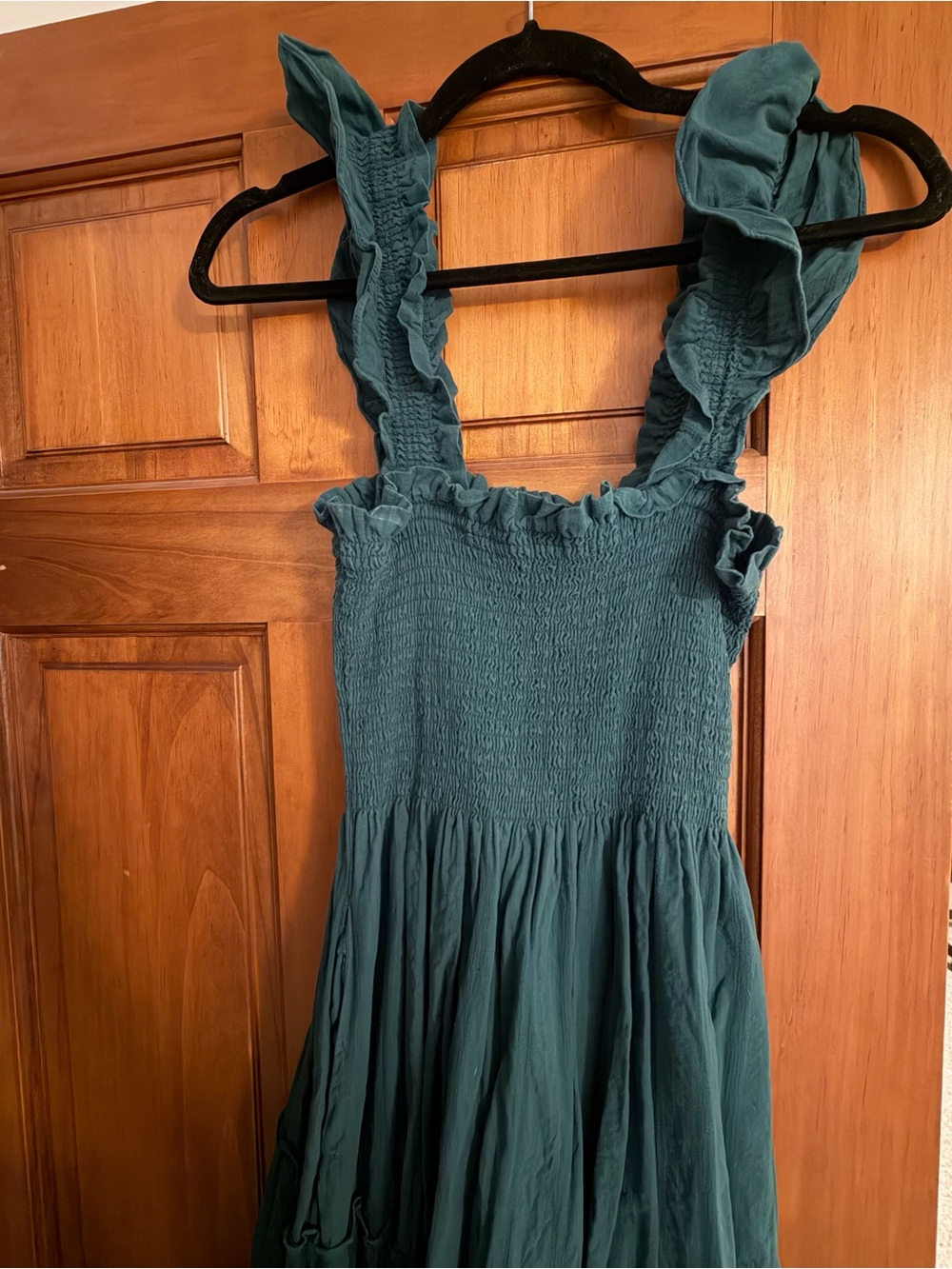 Hill House Holly Ruffle-Strap Smocked Midi Dress